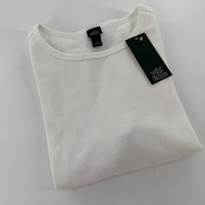 Wild Fable Ribbed T-Shirt Short Sleeve Women Size M White
